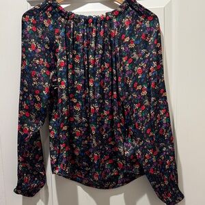 Floral Long-Sleeve Blouse - Black Multicolor
